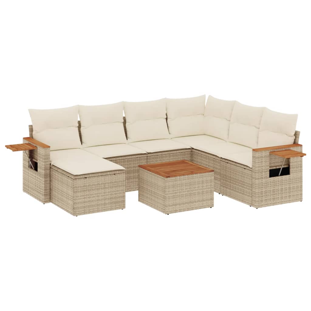 8-delige Loungeset met kussens poly rattan beige is nu te koop bij PeponiXL, paradijselijk wonen!