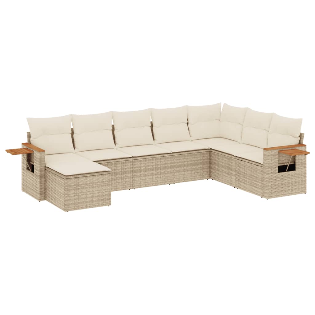 8-delige Loungeset met kussens poly rattan beige is nu te koop bij PeponiXL, paradijselijk wonen!