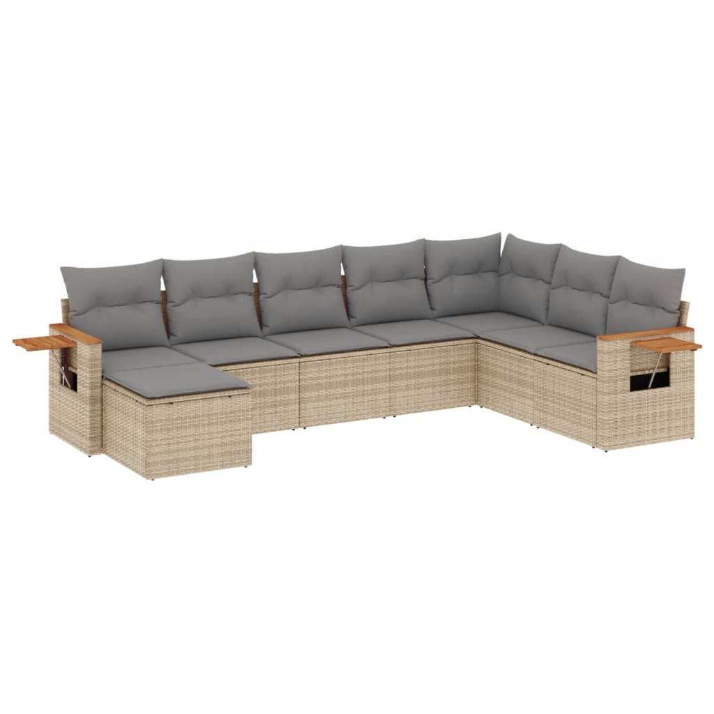 8-delige Loungeset met kussens poly rattan beige is nu te koop bij PeponiXL, paradijselijk wonen!