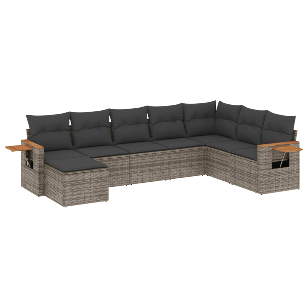 8-delige Loungeset met kussens poly rattan grijs is nu te koop bij PeponiXL, paradijselijk wonen!