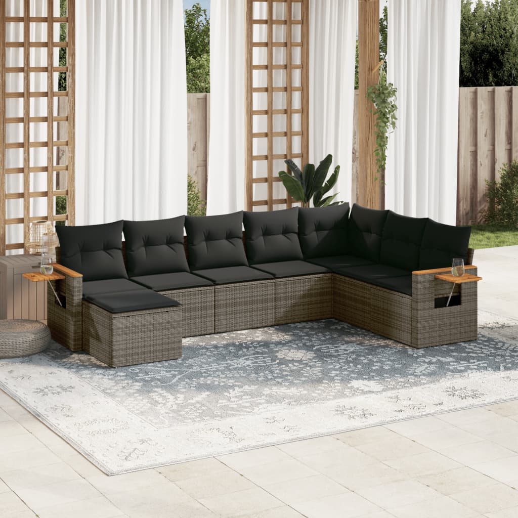 8-delige Loungeset met kussens poly rattan grijs is nu te koop bij PeponiXL, paradijselijk wonen!