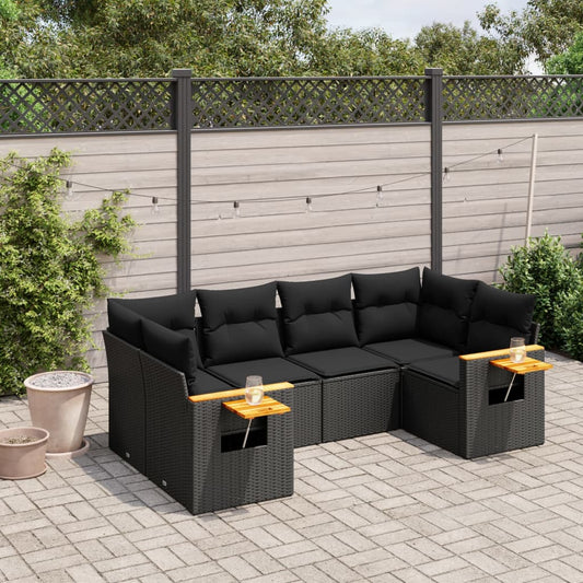 6-delige Loungeset met kussens poly rattan zwart is nu te koop bij PeponiXL, paradijselijk wonen!