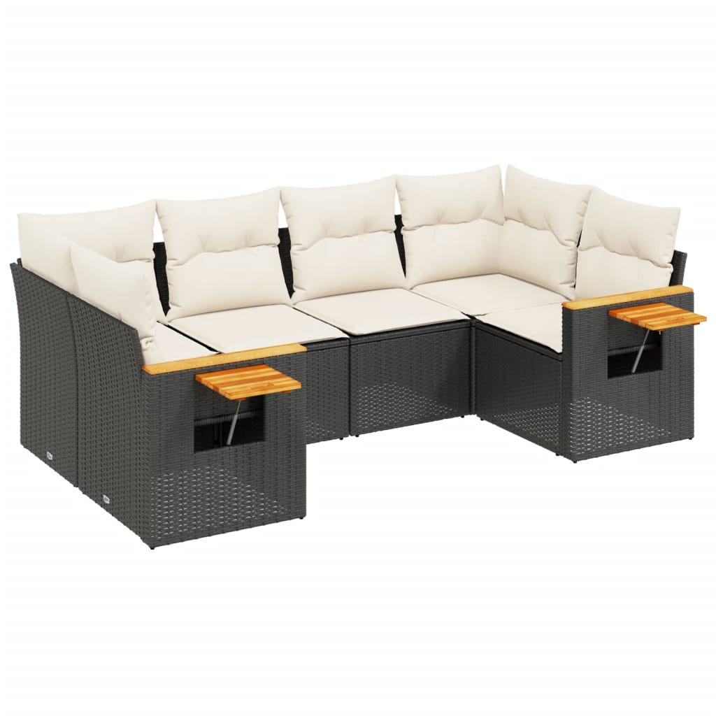 6-delige Loungeset met kussens poly rattan zwart is nu te koop bij PeponiXL, paradijselijk wonen!