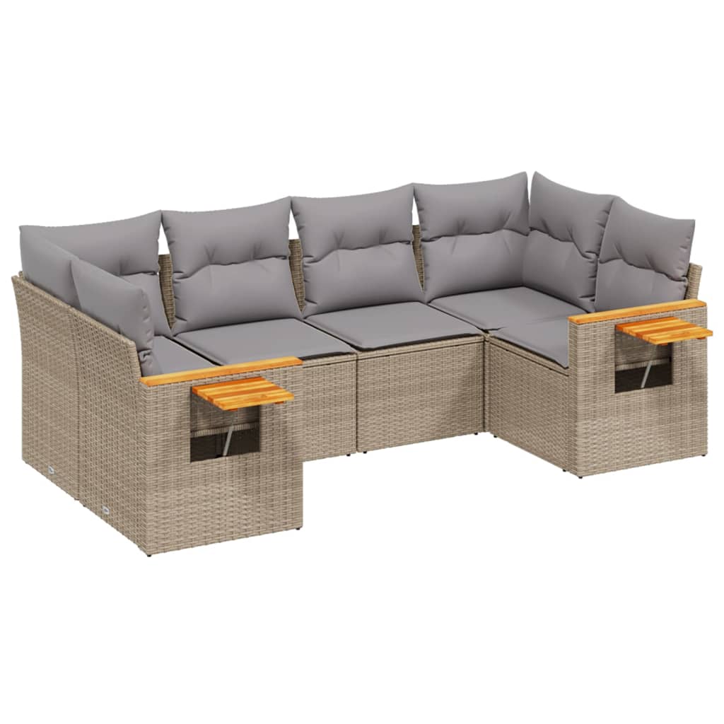 6-delige Loungeset met kussens poly rattan beige is nu te koop bij PeponiXL, paradijselijk wonen!