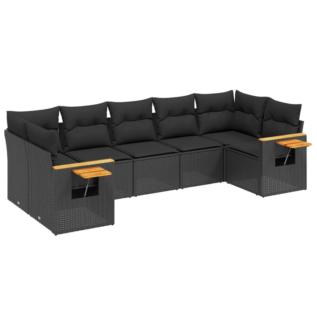 7-delige Loungeset met kussens poly rattan zwart is nu te koop bij PeponiXL, paradijselijk wonen!