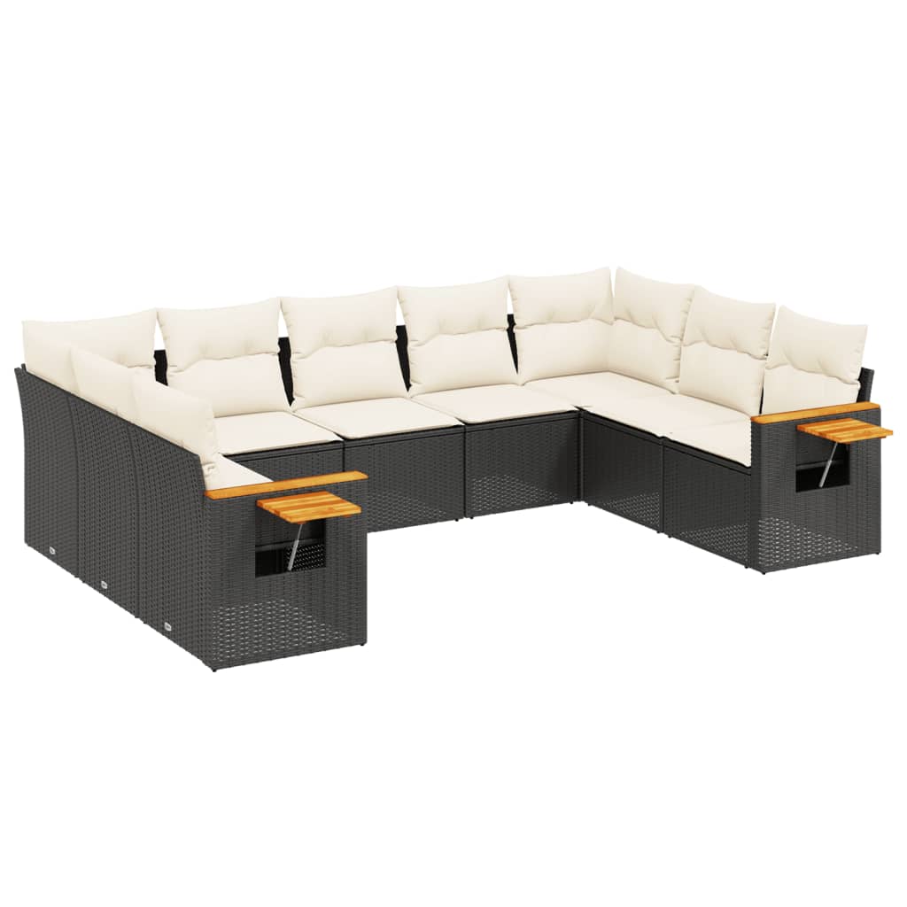 9-delige Loungeset met kussens poly rattan zwart is nu te koop bij PeponiXL, paradijselijk wonen!