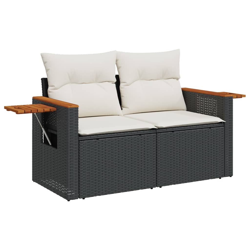 9-delige Loungeset met kussens poly rattan zwart is nu te koop bij PeponiXL, paradijselijk wonen!