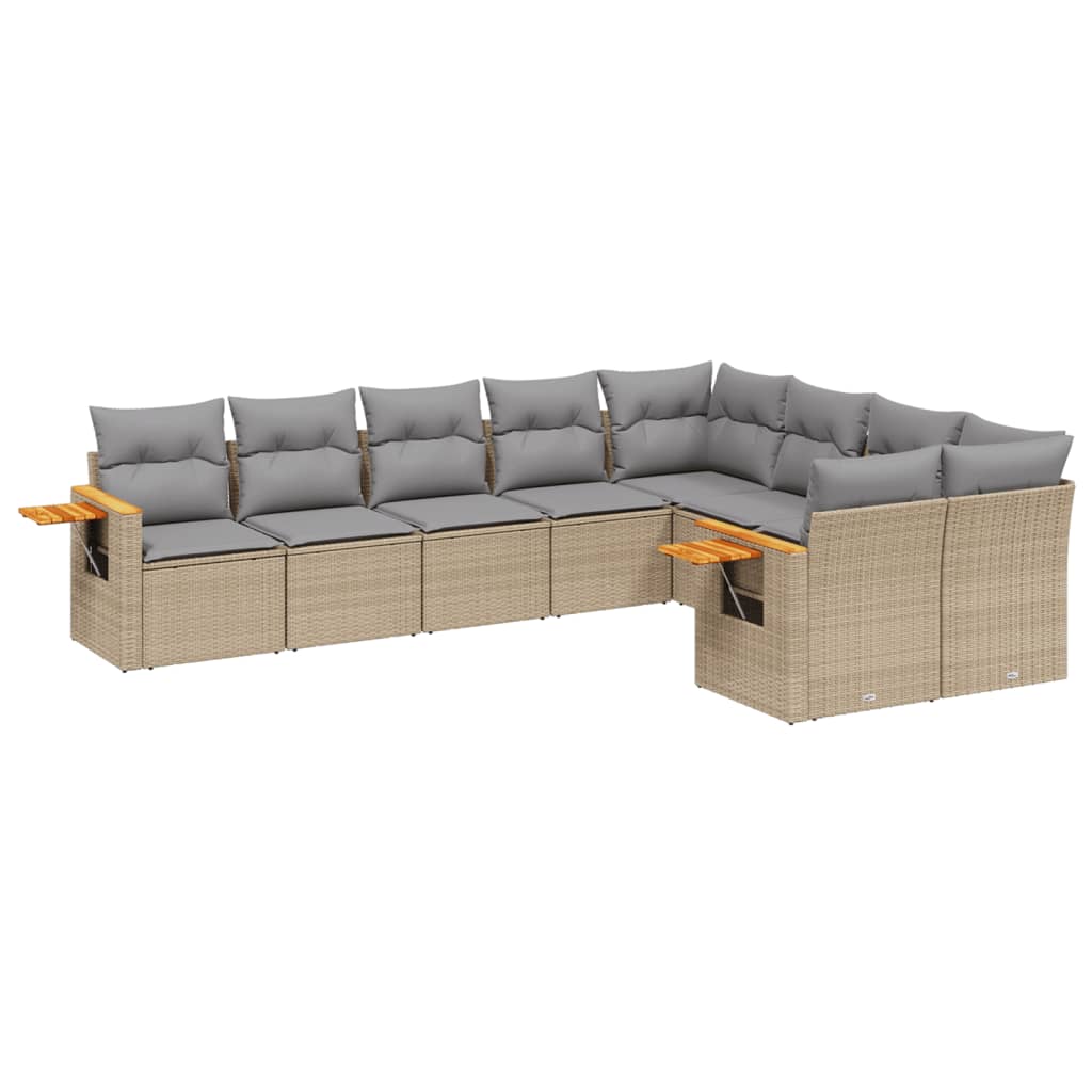 9-delige Loungeset met kussens poly rattan beige is nu te koop bij PeponiXL, paradijselijk wonen!