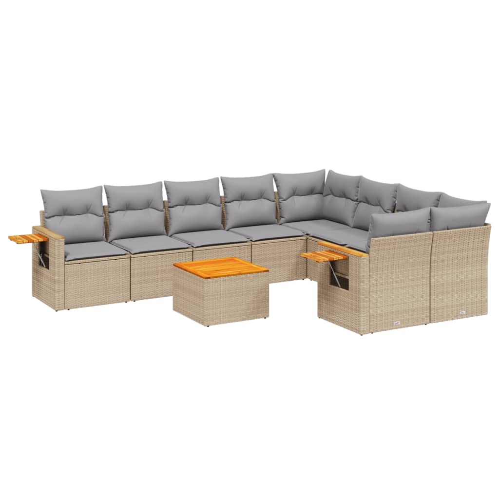 10-delige Loungeset met kussens poly rattan beige is nu te koop bij PeponiXL, paradijselijk wonen!