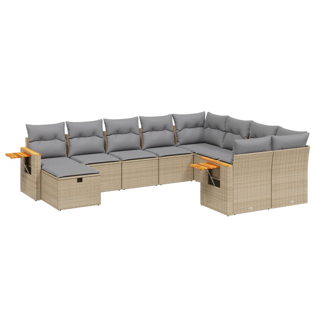 10-delige Loungeset met kussens poly rattan beige is nu te koop bij PeponiXL, paradijselijk wonen!