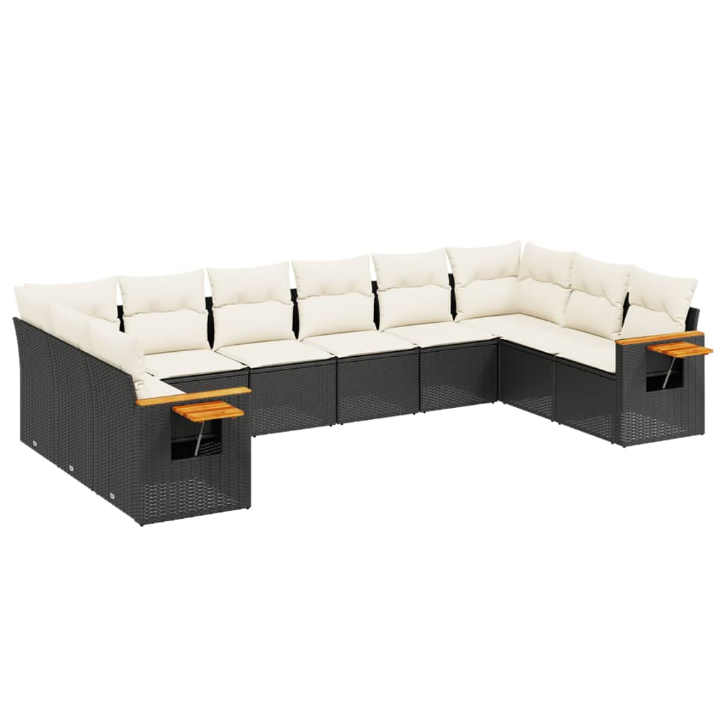10-delige Loungeset met kussens poly rattan zwart is nu te koop bij PeponiXL, paradijselijk wonen!