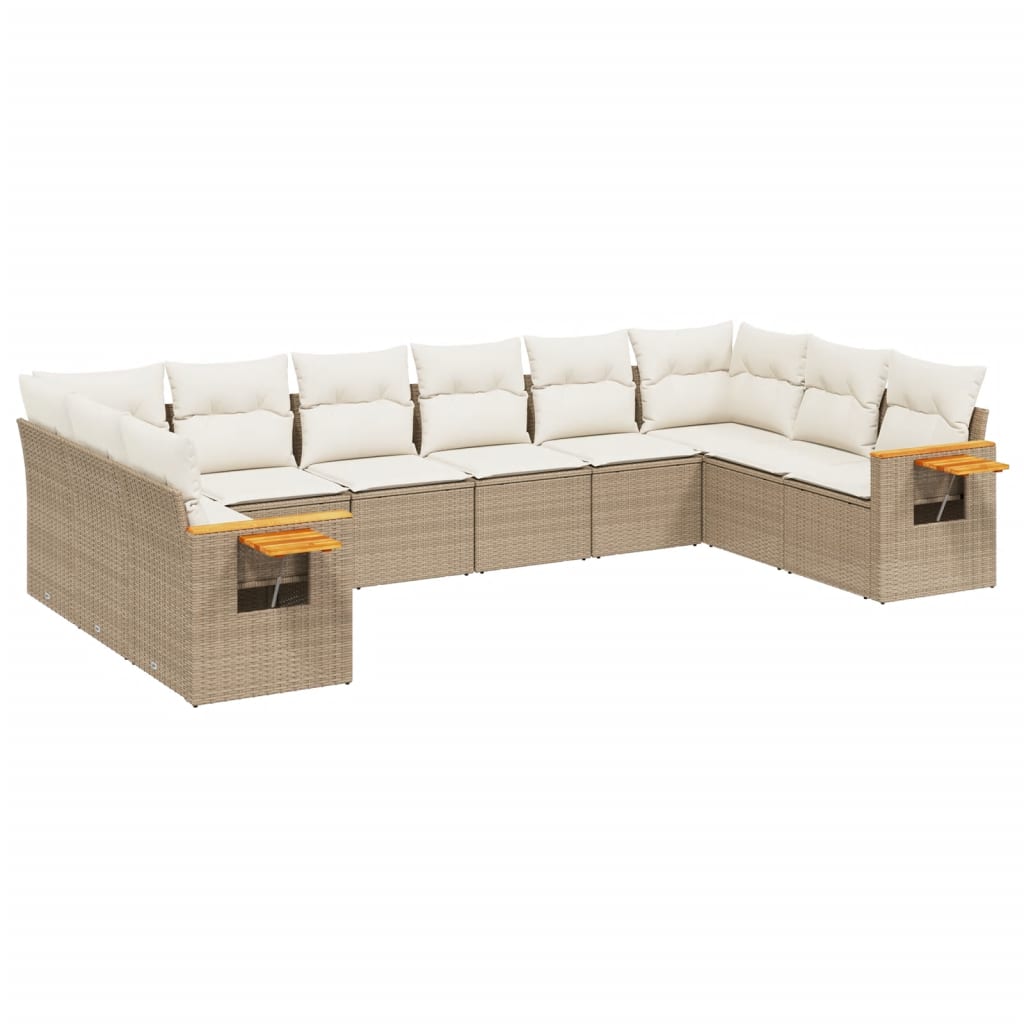 10-delige Loungeset met kussens poly rattan beige is nu te koop bij PeponiXL, paradijselijk wonen!