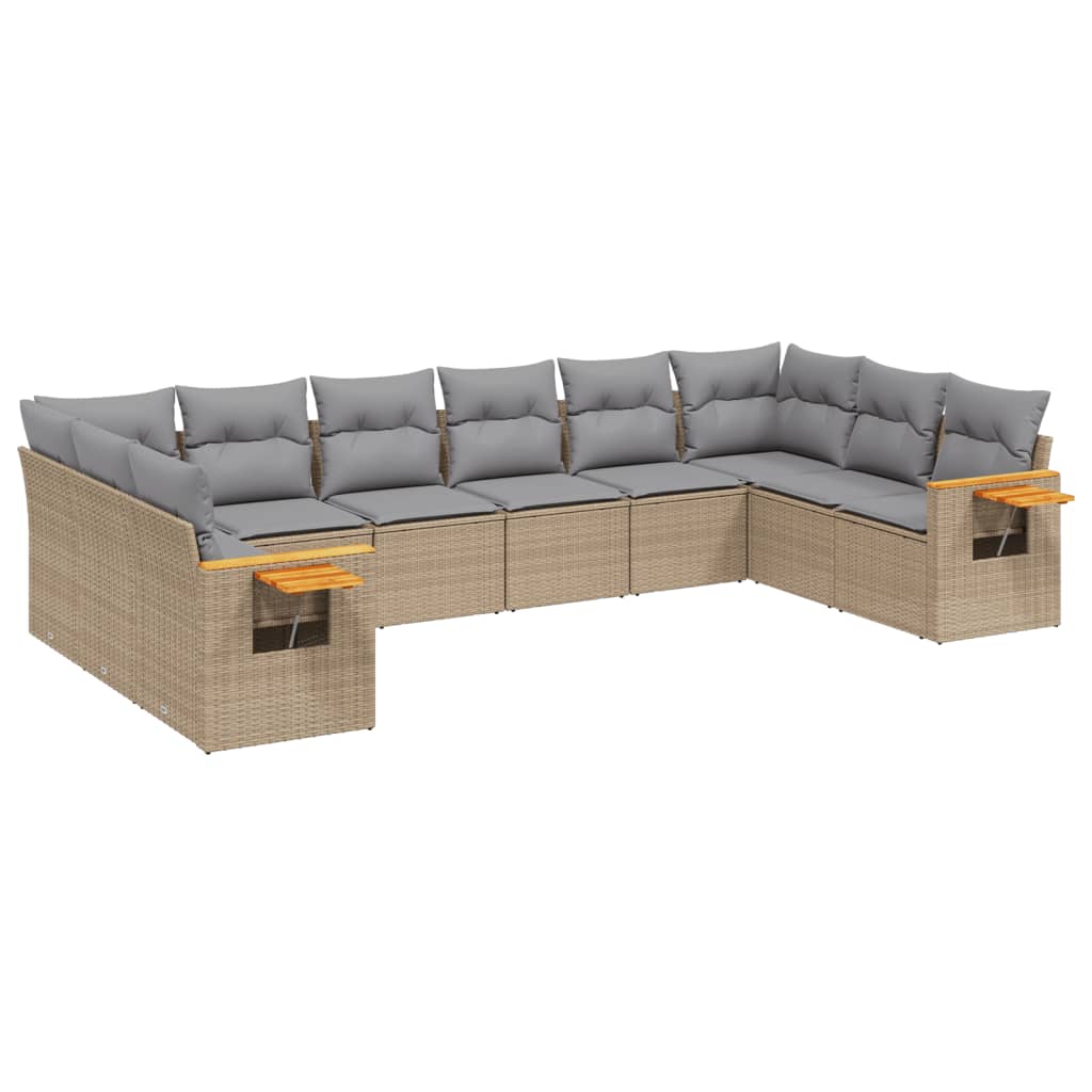10-delige Loungeset met kussens poly rattan beige is nu te koop bij PeponiXL, paradijselijk wonen!