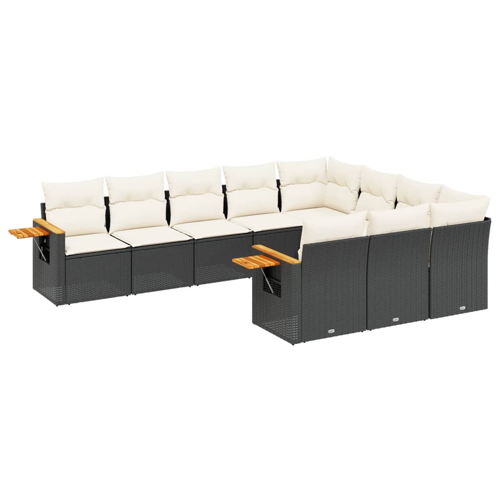 10-delige Loungeset met kussens poly rattan zwart is nu te koop bij PeponiXL, paradijselijk wonen!