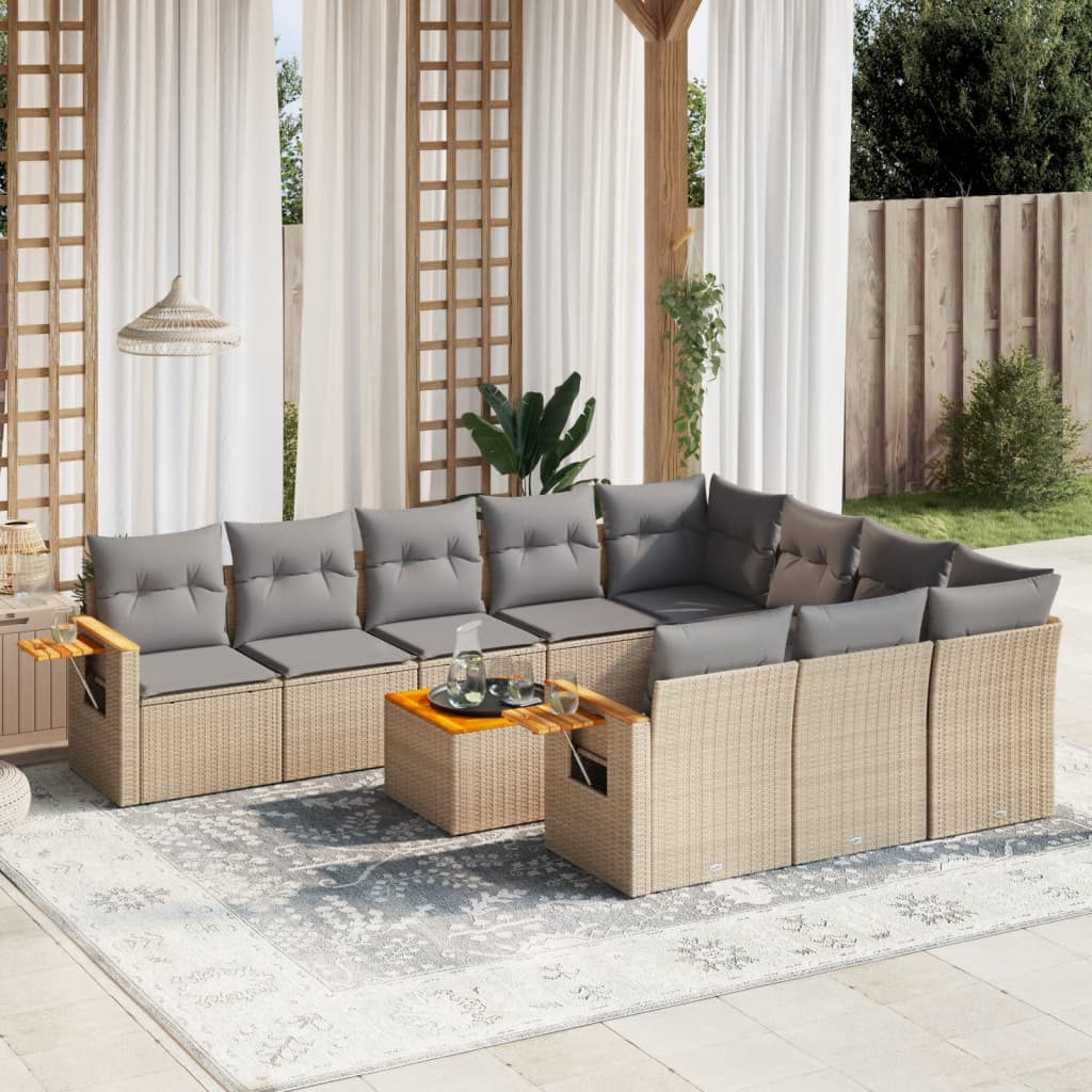 11-delige Tuinset met kussens poly rattan beige is nu te koop bij PeponiXL, paradijselijk wonen!