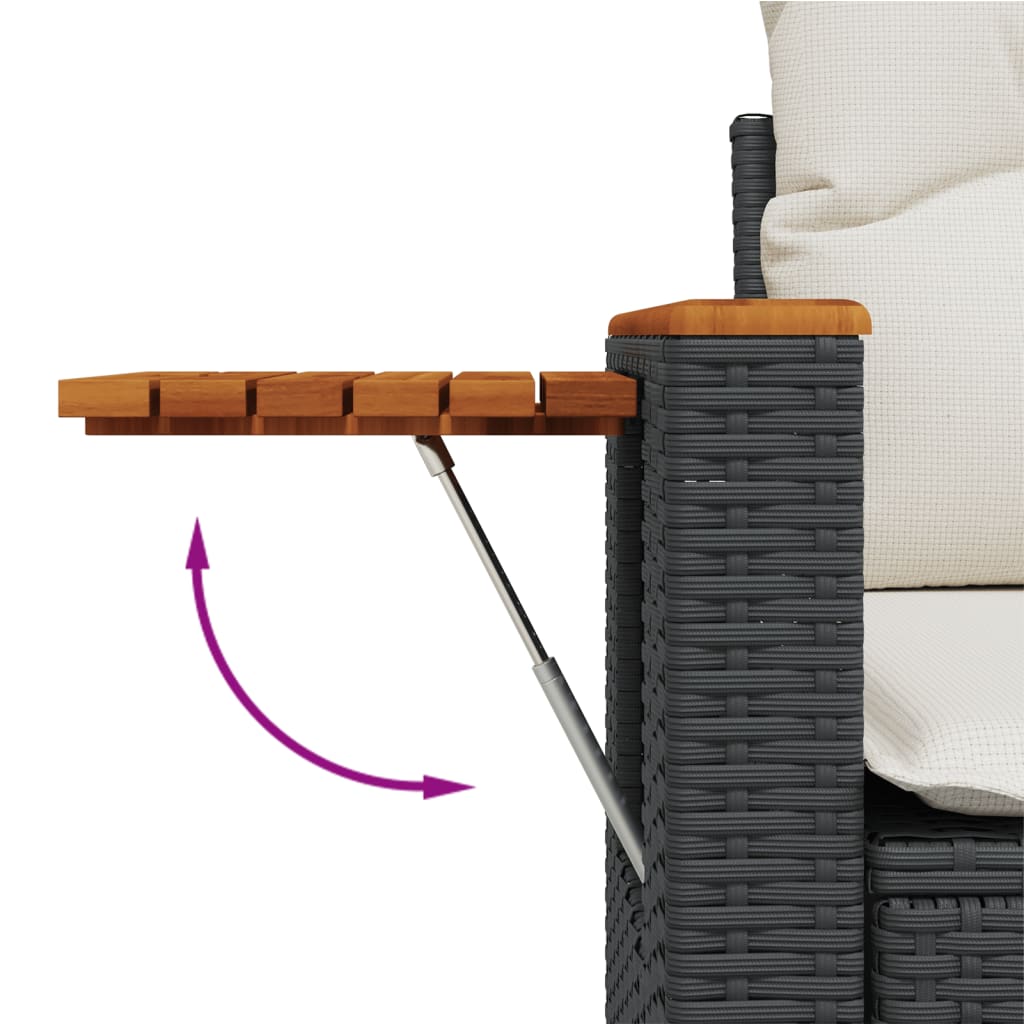 10-delige Loungeset met kussens poly rattan zwart is nu te koop bij PeponiXL, paradijselijk wonen!