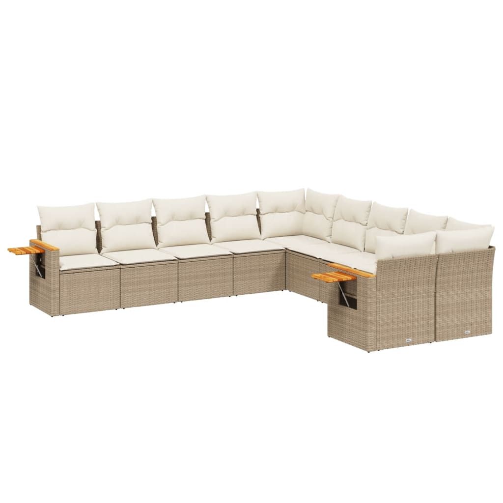 10-delige Loungeset met kussens poly rattan beige is nu te koop bij PeponiXL, paradijselijk wonen!
