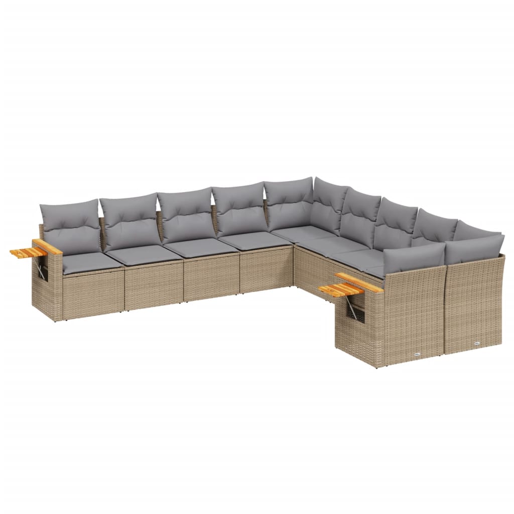 10-delige Loungeset met kussens poly rattan beige is nu te koop bij PeponiXL, paradijselijk wonen!