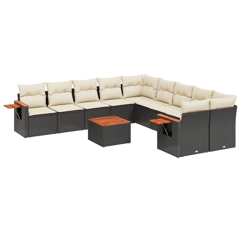11-delige Loungeset met kussens poly rattan zwart is nu te koop bij PeponiXL, paradijselijk wonen!