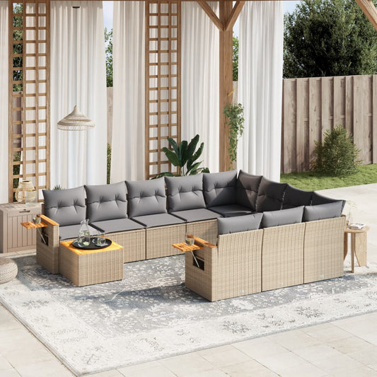 11-delige Tuinset met kussens poly rattan beige is nu te koop bij PeponiXL, paradijselijk wonen!