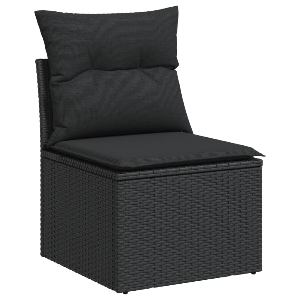 3-delige Loungeset met kussens poly rattan zwart is nu te koop bij PeponiXL, paradijselijk wonen!