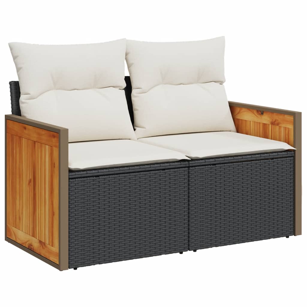 3-delige Loungeset met kussens poly rattan zwart is nu te koop bij PeponiXL, paradijselijk wonen!