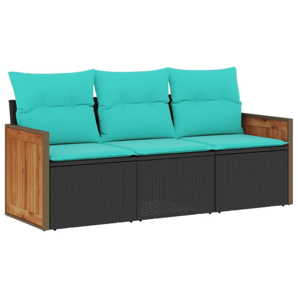 3-delige tuinbankset met kussens van zwart polyrotan is nu te koop bij PeponiXL, paradijselijk wonen!