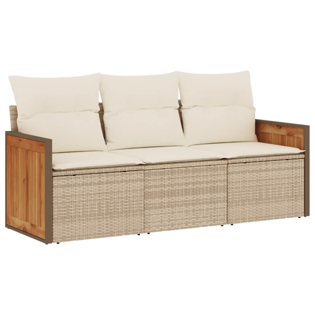 3-delige Loungeset met kussens poly rattan beige is nu te koop bij PeponiXL, paradijselijk wonen!