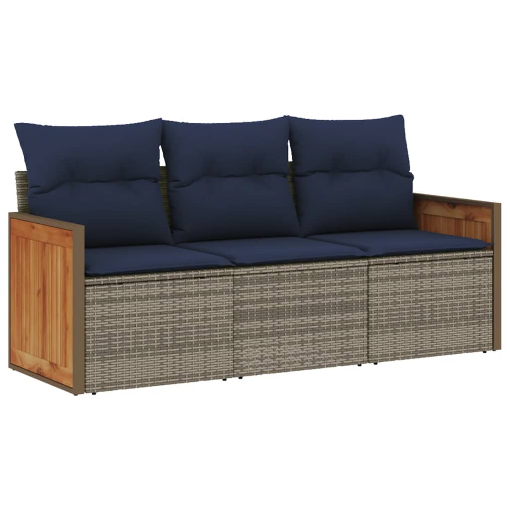3-delige tuinbankset met kussens, grijs polyrotan is nu te koop bij PeponiXL, paradijselijk wonen!