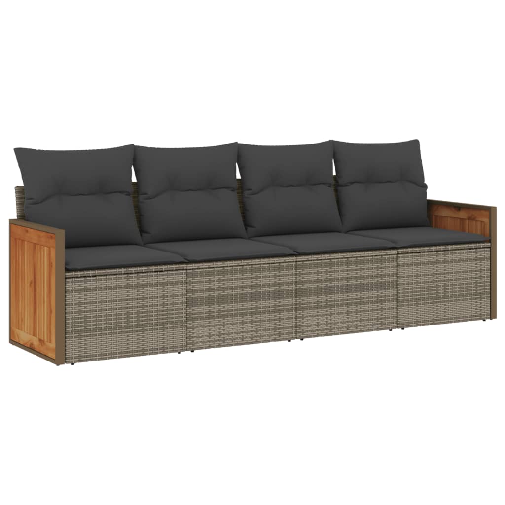 4-delige Loungeset met kussens poly rattan grijs is nu te koop bij PeponiXL, paradijselijk wonen!