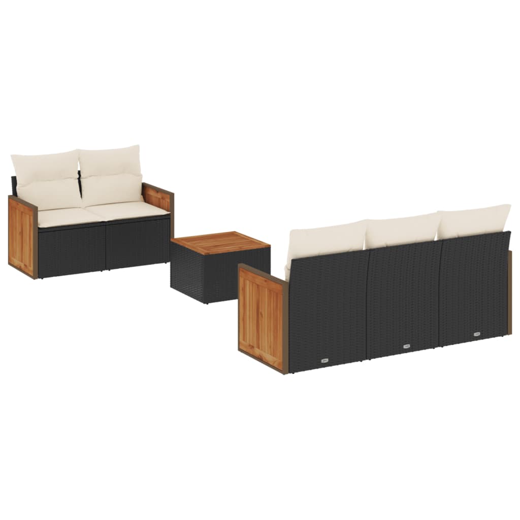 6-delige Loungeset met kussens poly rattan zwart is nu te koop bij PeponiXL, paradijselijk wonen!