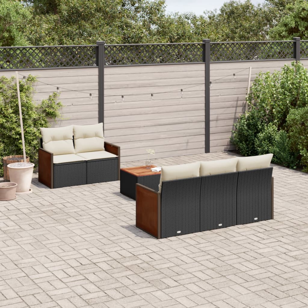 6-delige Loungeset met kussens poly rattan zwart is nu te koop bij PeponiXL, paradijselijk wonen!