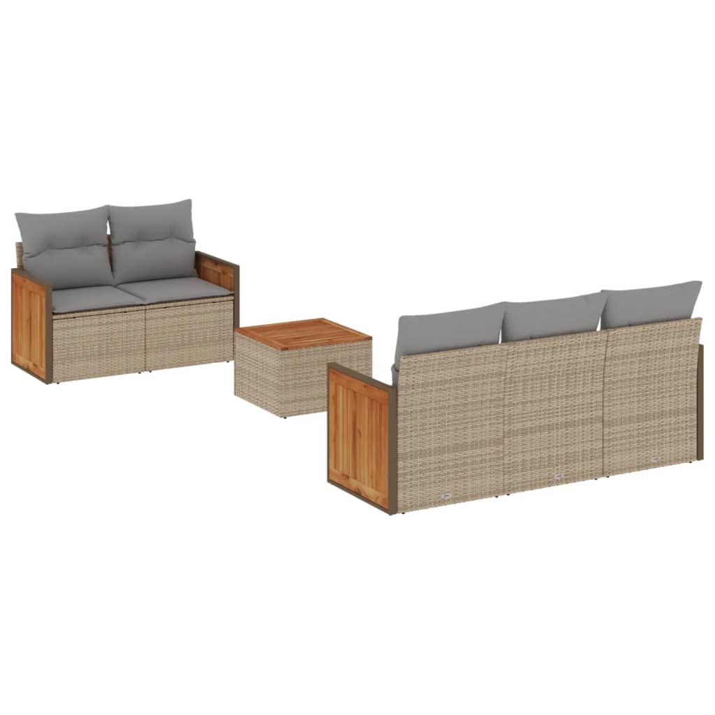 6-delige Loungeset met kussens poly rattan beige is nu te koop bij PeponiXL, paradijselijk wonen!