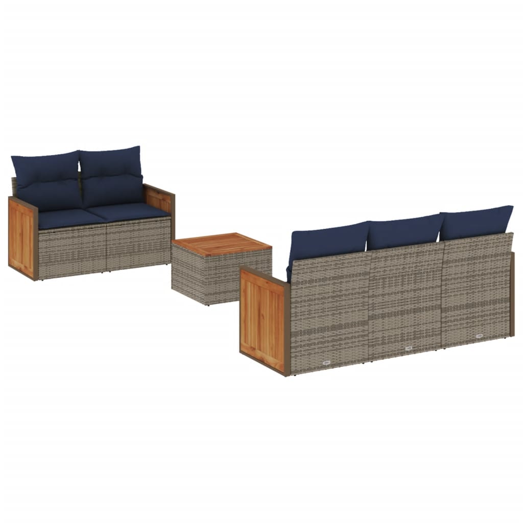 6-delige tuinbankset met kussens, grijs polyrotan is nu te koop bij PeponiXL, paradijselijk wonen!