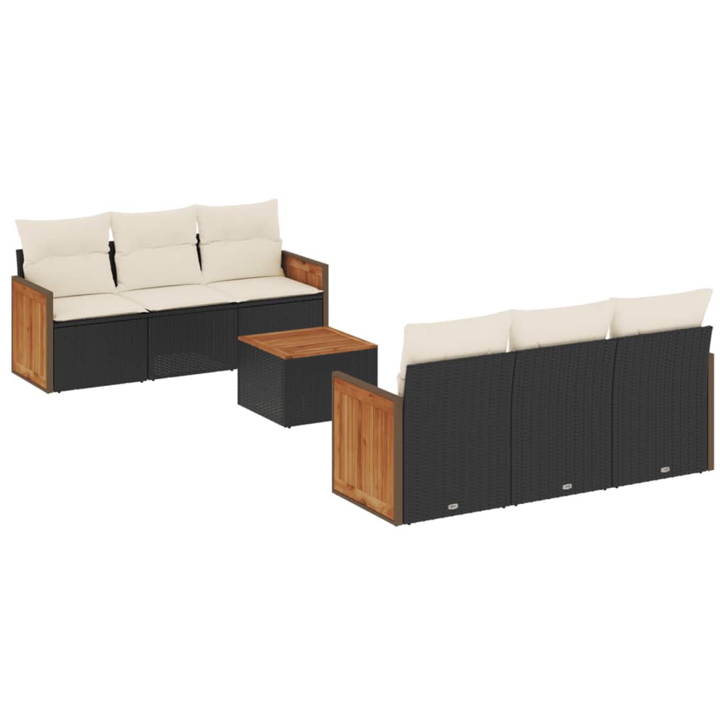 7-delige Loungeset met kussens poly rattan zwart is nu te koop bij PeponiXL, paradijselijk wonen!