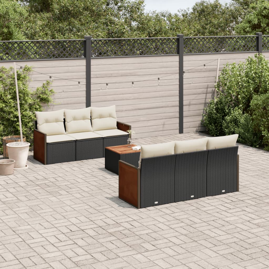 7-delige Loungeset met kussens poly rattan zwart is nu te koop bij PeponiXL, paradijselijk wonen!
