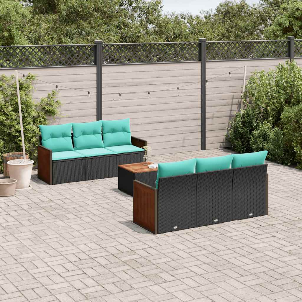 7-delige tuinbankset met kussens van zwart polyrotan is nu te koop bij PeponiXL, paradijselijk wonen!