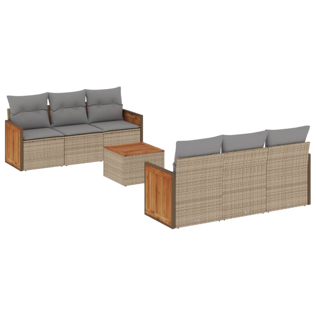 7-delige Loungeset met kussens poly rattan beige is nu te koop bij PeponiXL, paradijselijk wonen!