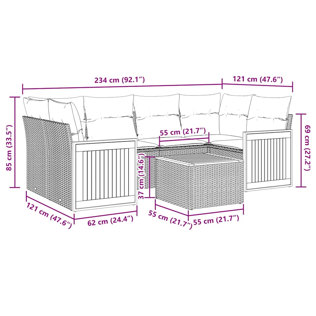 7-delige tuinbankset met kussens van zwart polyrotan is nu te koop bij PeponiXL, paradijselijk wonen!