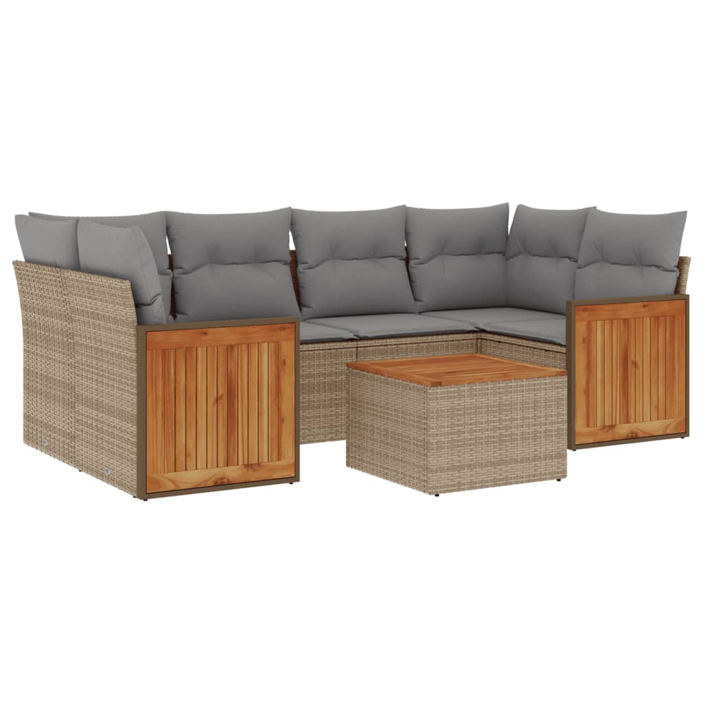 7-delige Loungeset met kussens poly rattan beige is nu te koop bij PeponiXL, paradijselijk wonen!