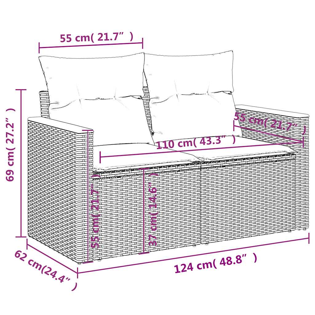 7-delige tuinbankset met kussens, grijs polyrotan is nu te koop bij PeponiXL, paradijselijk wonen!