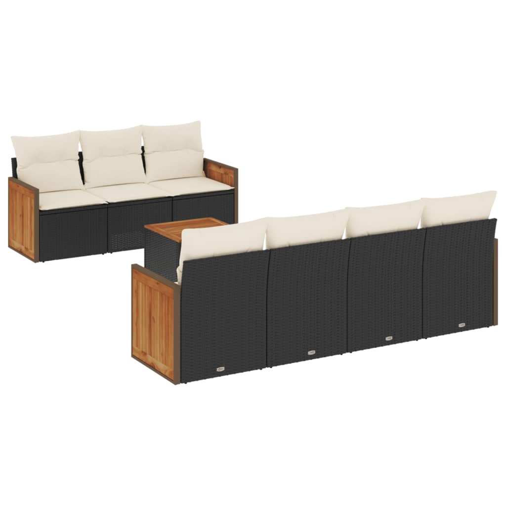 8-delige Loungeset met kussens poly rattan zwart is nu te koop bij PeponiXL, paradijselijk wonen!