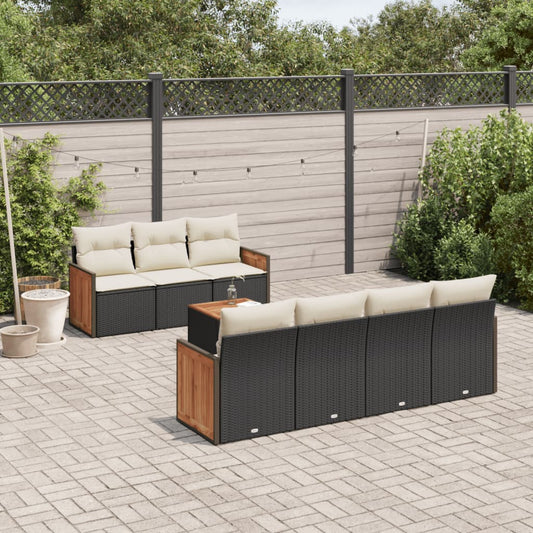 8-delige Loungeset met kussens poly rattan zwart is nu te koop bij PeponiXL, paradijselijk wonen!