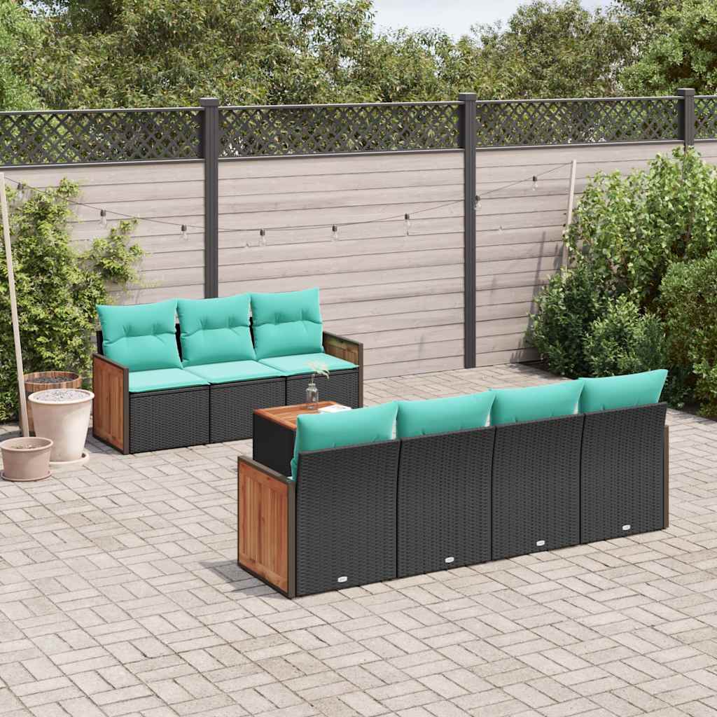 8-delige tuinbankset met kussens, zwart polyrotan is nu te koop bij PeponiXL, paradijselijk wonen!