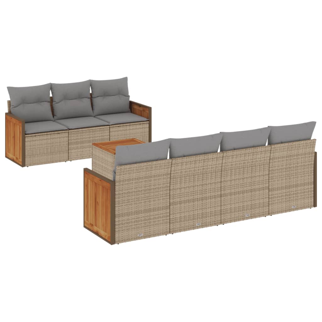 8-delige Loungeset met kussens poly rattan beige is nu te koop bij PeponiXL, paradijselijk wonen!