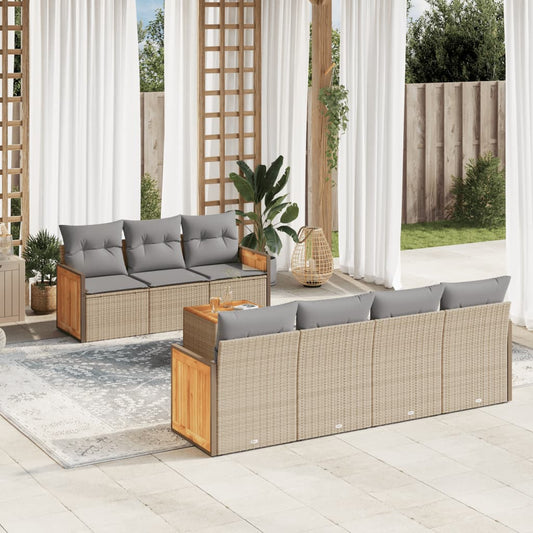 8-delige Loungeset met kussens poly rattan beige is nu te koop bij PeponiXL, paradijselijk wonen!