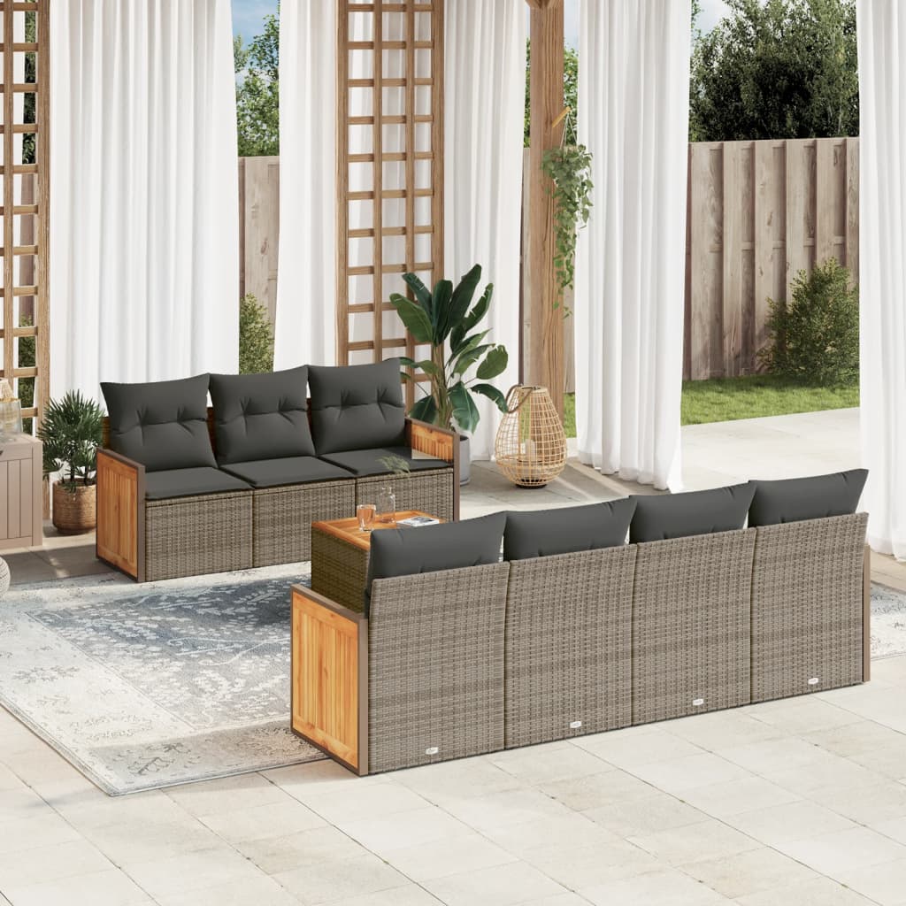 8-delige Loungeset met kussens poly rattan grijs is nu te koop bij PeponiXL, paradijselijk wonen!
