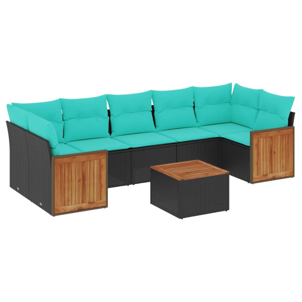 8-delige tuinbankset met kussens, zwart polyrotan is nu te koop bij PeponiXL, paradijselijk wonen!
