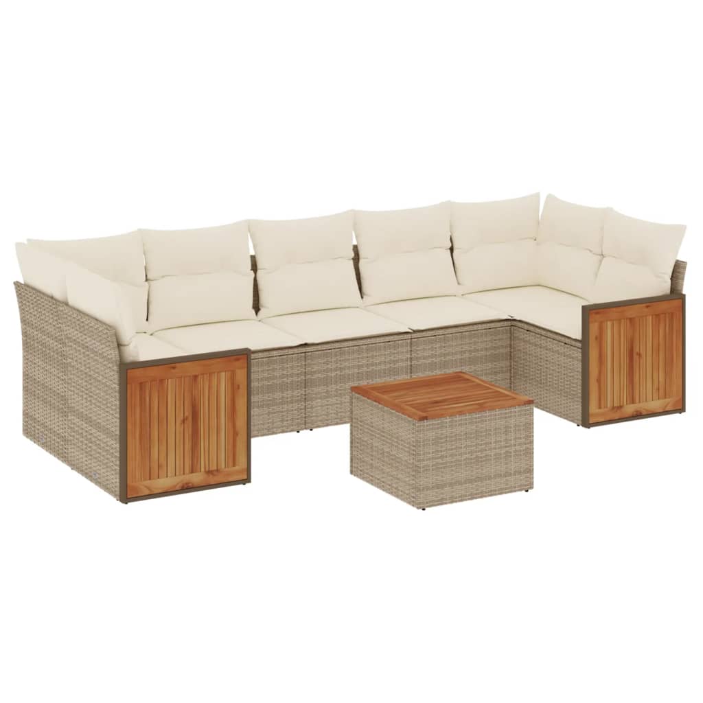 8-delige Loungeset met kussens poly rattan beige is nu te koop bij PeponiXL, paradijselijk wonen!