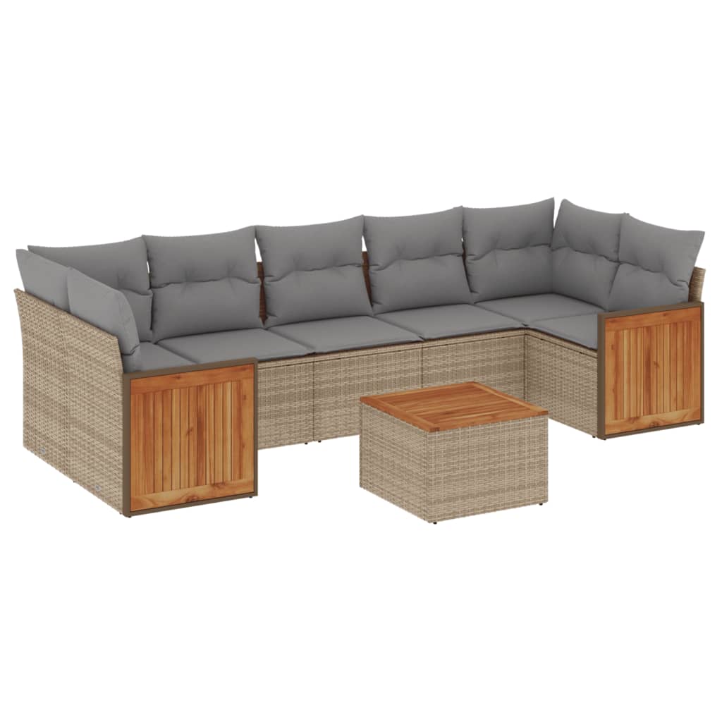8-delige Loungeset met kussens poly rattan beige is nu te koop bij PeponiXL, paradijselijk wonen!